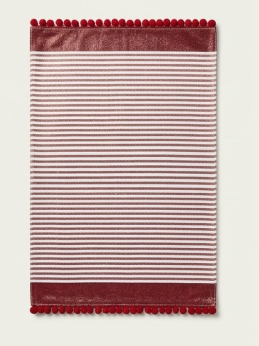 Ruby Stripe Pom-Pom Placemat - Set of 2