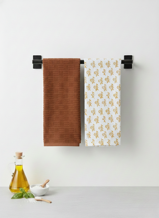 Sunehra Floral & Jacquard Kitchen Towel - Set of 2 - Premium Home Decor by Moraari