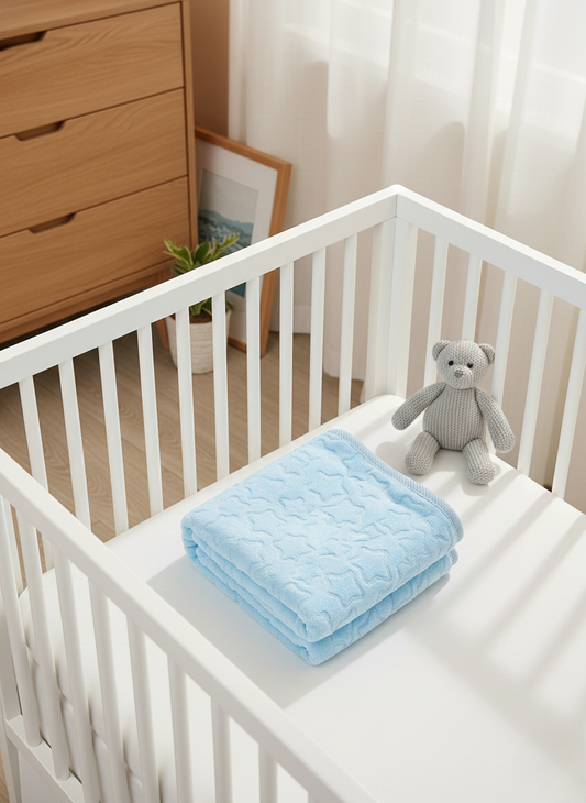 Cloud Soft Blue Star Baby Blanket - Premium Home Decor by Moraari
