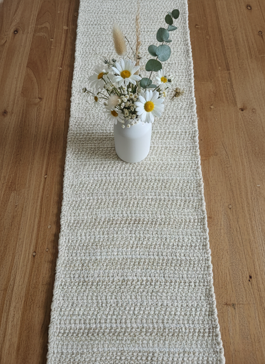 Oatmeal Pebble Jute Table Runner - XL - Premium Home Decor by Moraari