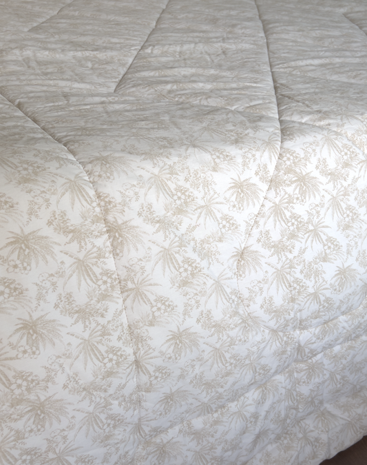 Beige Palm Reversible Quilt - King