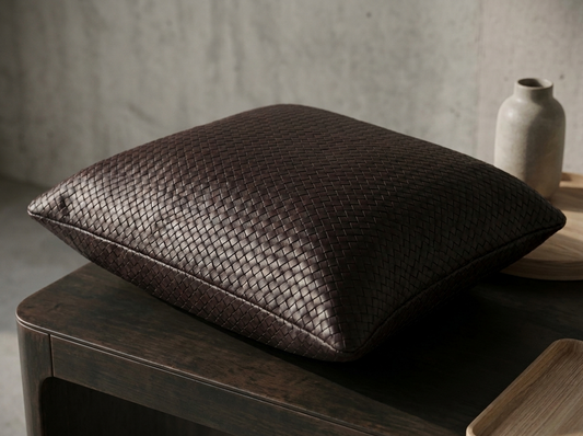Monocheck Vegan Leather Cushion Cover