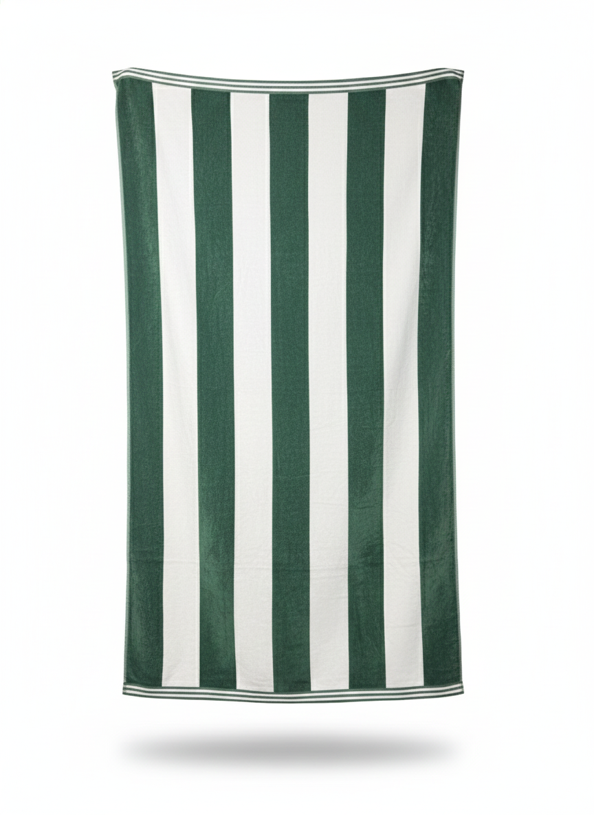 Emerald Cabana Beach Towel - Premium Home Decor by Moraari