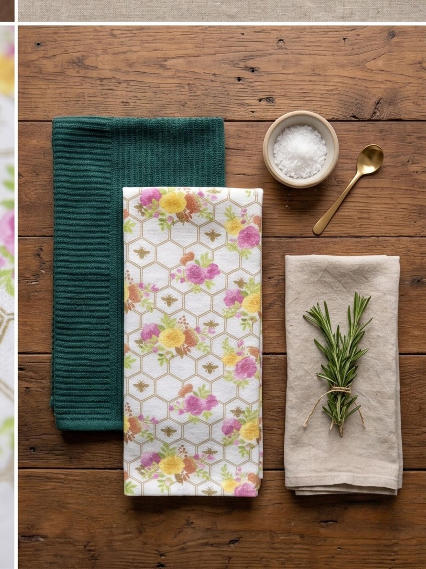 Honeycomb & Emerald Kitchen Towel - Set of 2