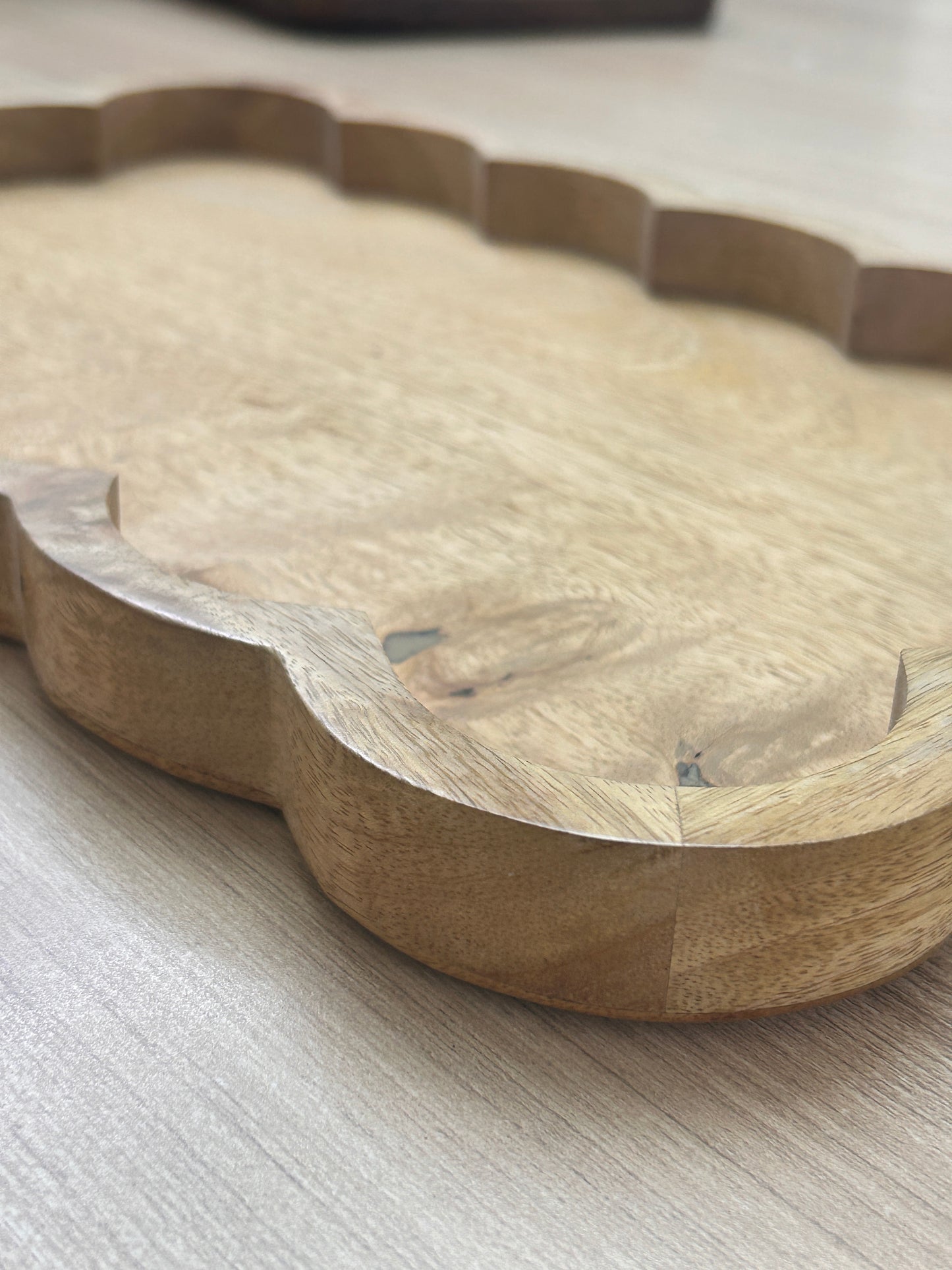 Amalfi Scalloped Mango Wood Tray side view