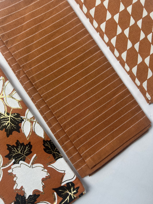 Autumnal Amber Trio Hand Towels - Set of 3 - Premium Home Decor by Moraari close up
