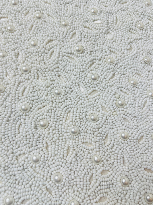 Ivory Pearl-Beaded Cushion Cover - Premium Home Decor by Moraari