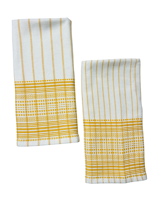 Saffron Stripe Hand Towels - Set of 2 - Premium Home Decor by Moraari