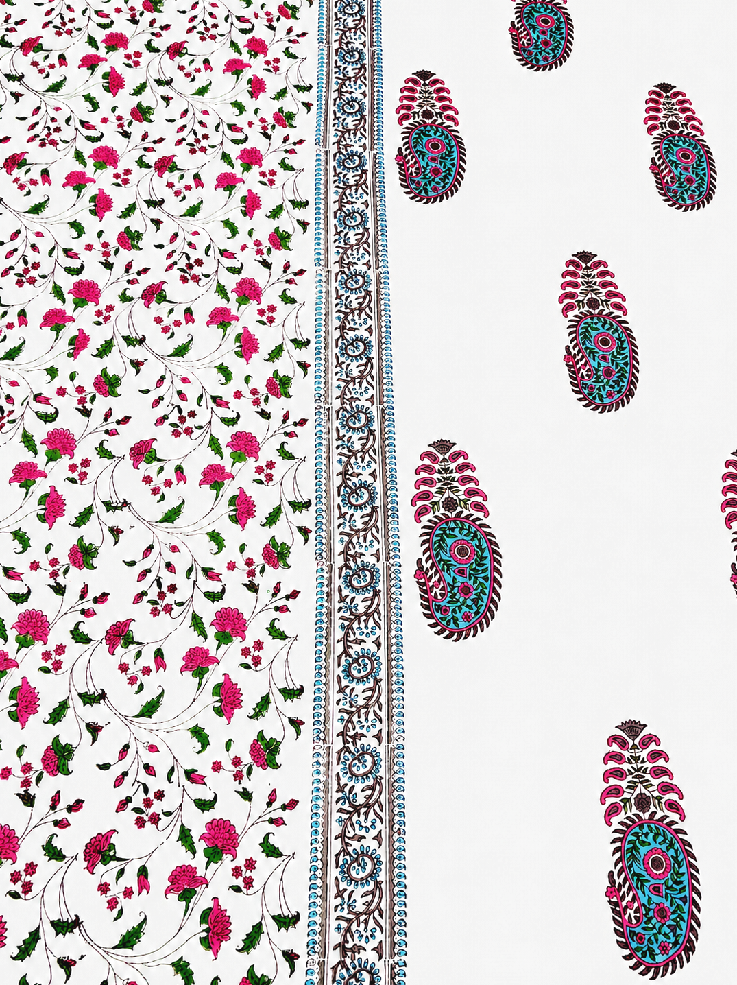 Pink Paisley Cotton Percale Bedsheet - King