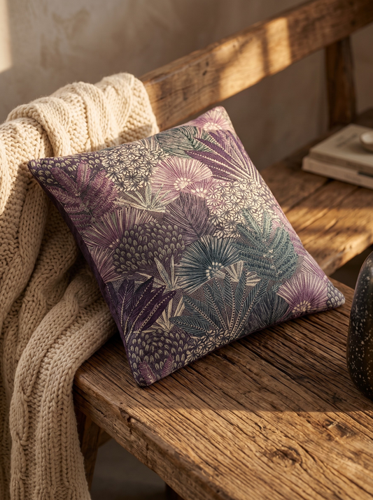 Plum Botanical Cushion Cover - 16X16