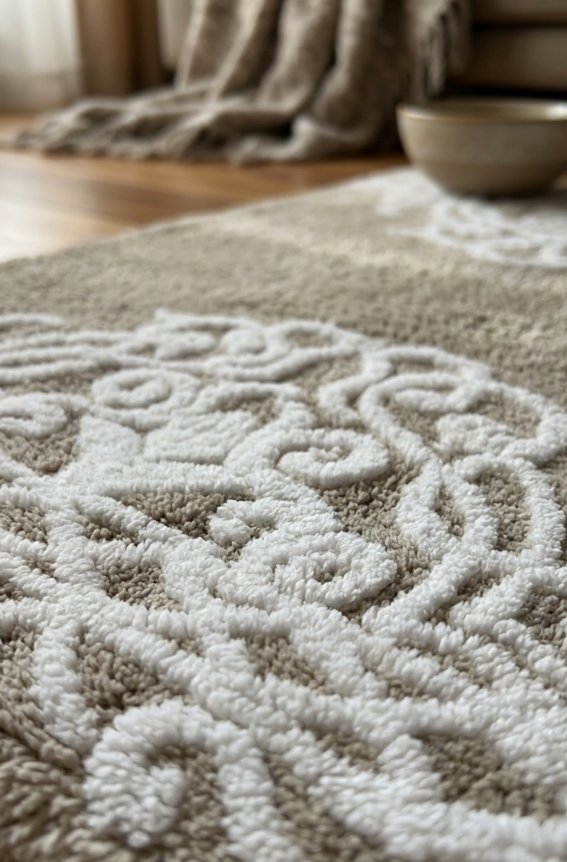 Scroll Border Tufted Rug