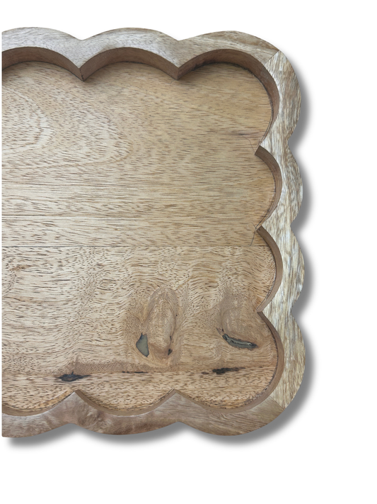 Amalfi Scalloped Mango Wood Tray close up
