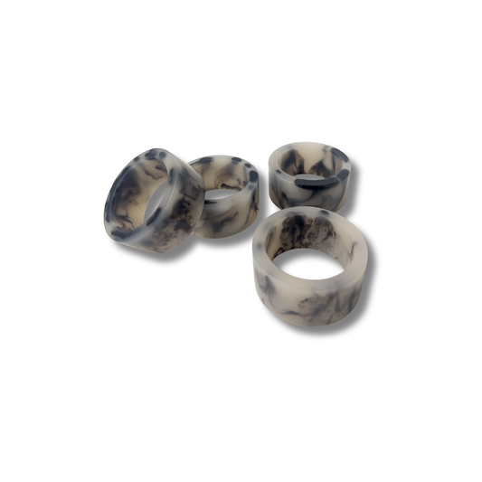 Smoke Marble Resin Napkin Rings - Set of 4 - Premium Home Decor by Moraari