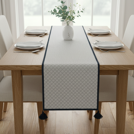Midnight Quilted Diamond 6 Seater Table Runner - Premium Home Decor by Moraari