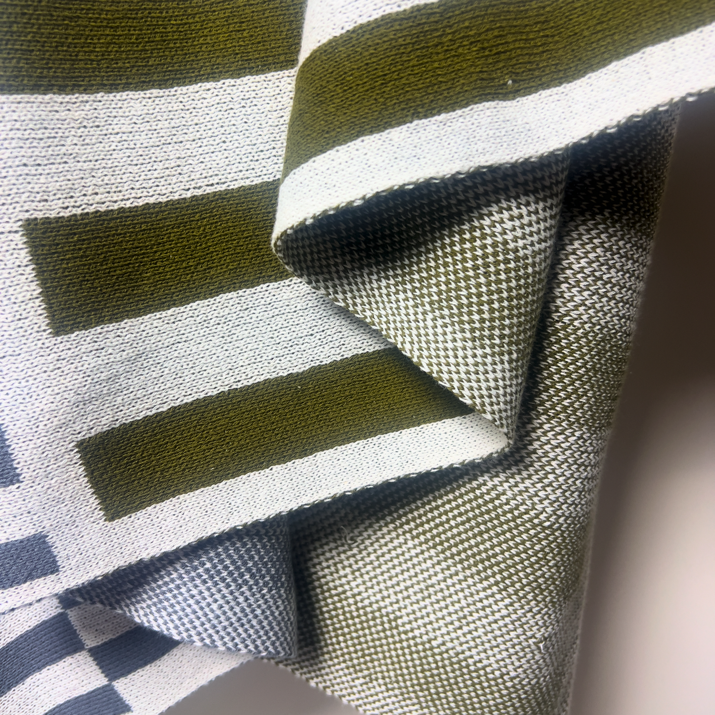 Olive & Slate Reversible Knitted Throw