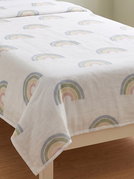 Rainbow Kids 3D Dohar - Mulmul - Premium Home Decor by Moraari