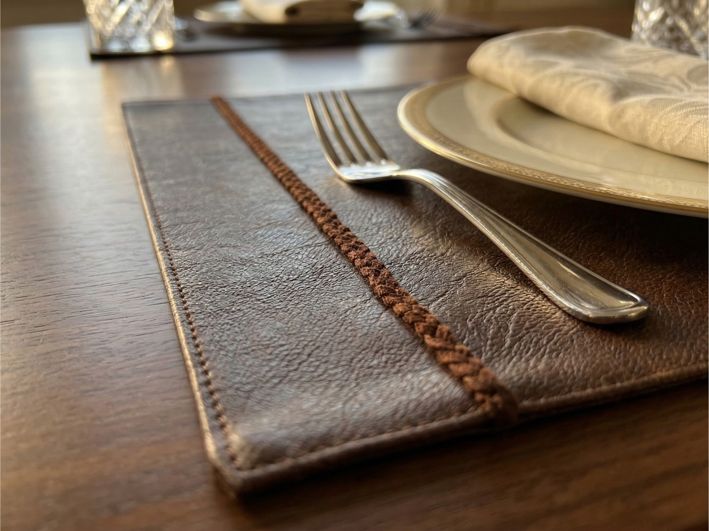 Veda Vegan Leather Placemat - Set of 2 - Premium Home Decor by Moraari