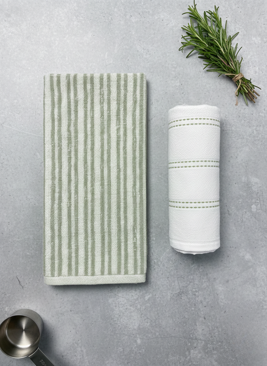 Sage & Ivory Linear Hand Towel Set