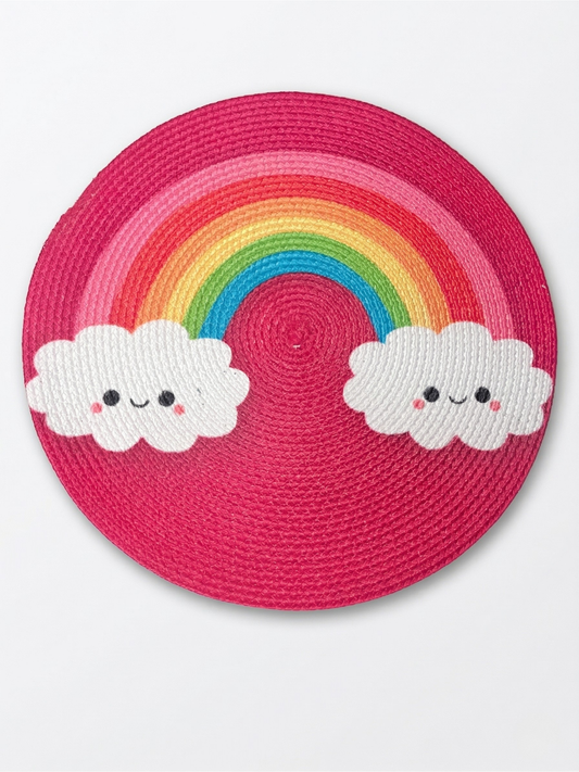Rainbow Braided Kids Round Placemat - Set of 2 - Premium Home Decor by Moraari