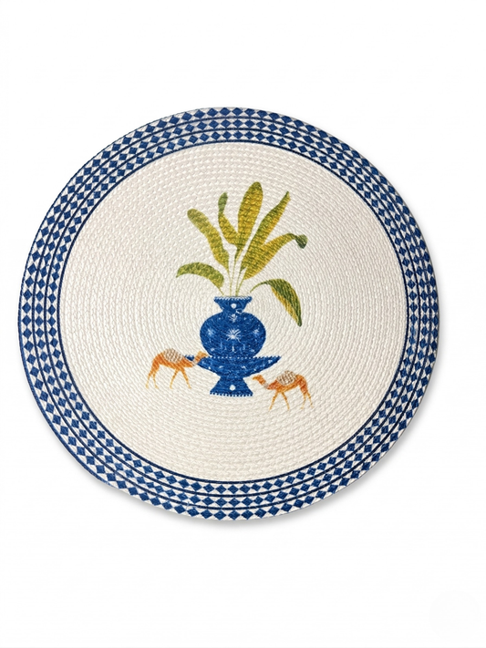 Sahara Azure Braided Round Placemat - Set of 2 - Premium Home Decor by Moraari