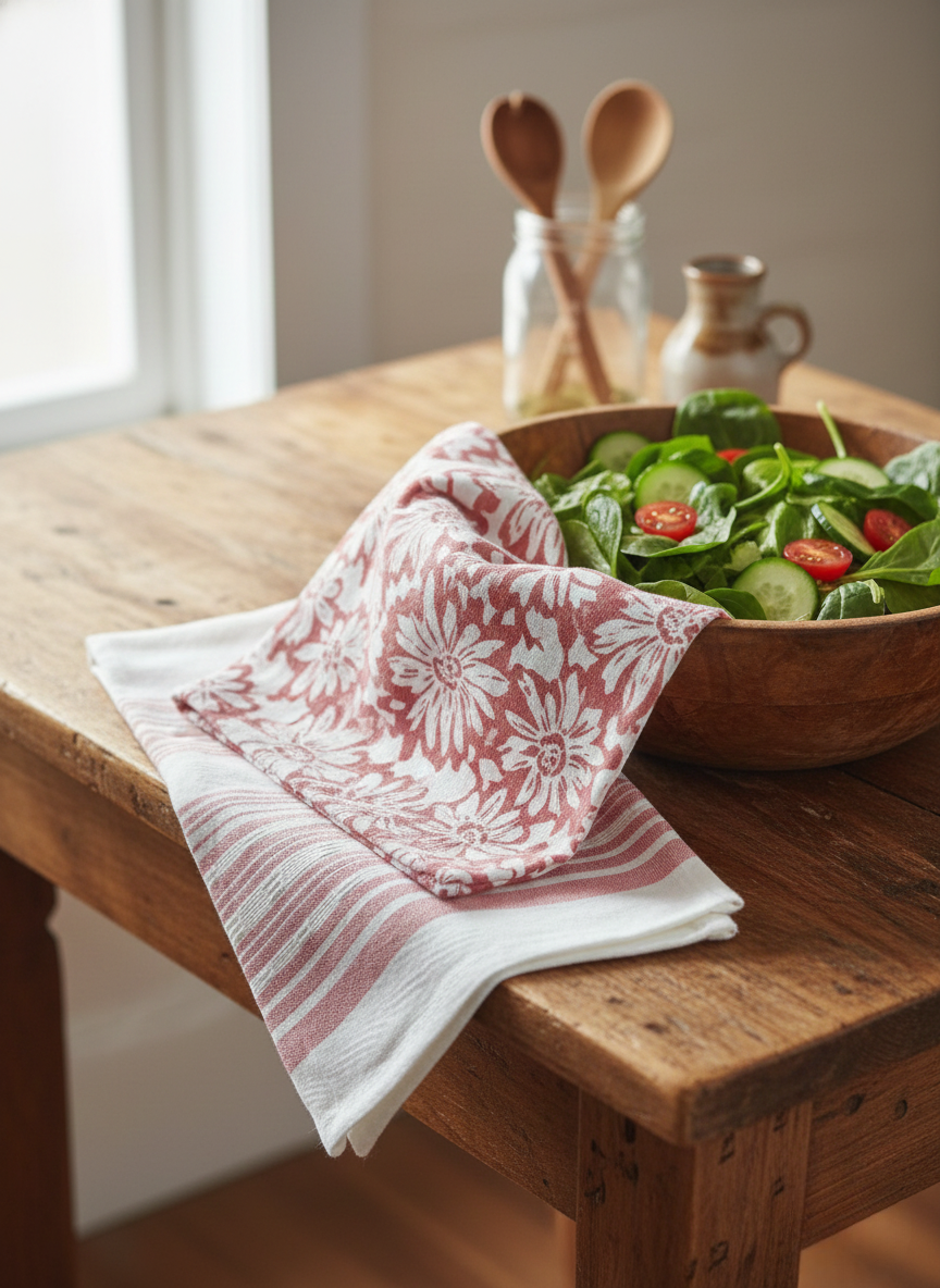 Rosewood Floral & Stripe Hand Towel - Set of 2