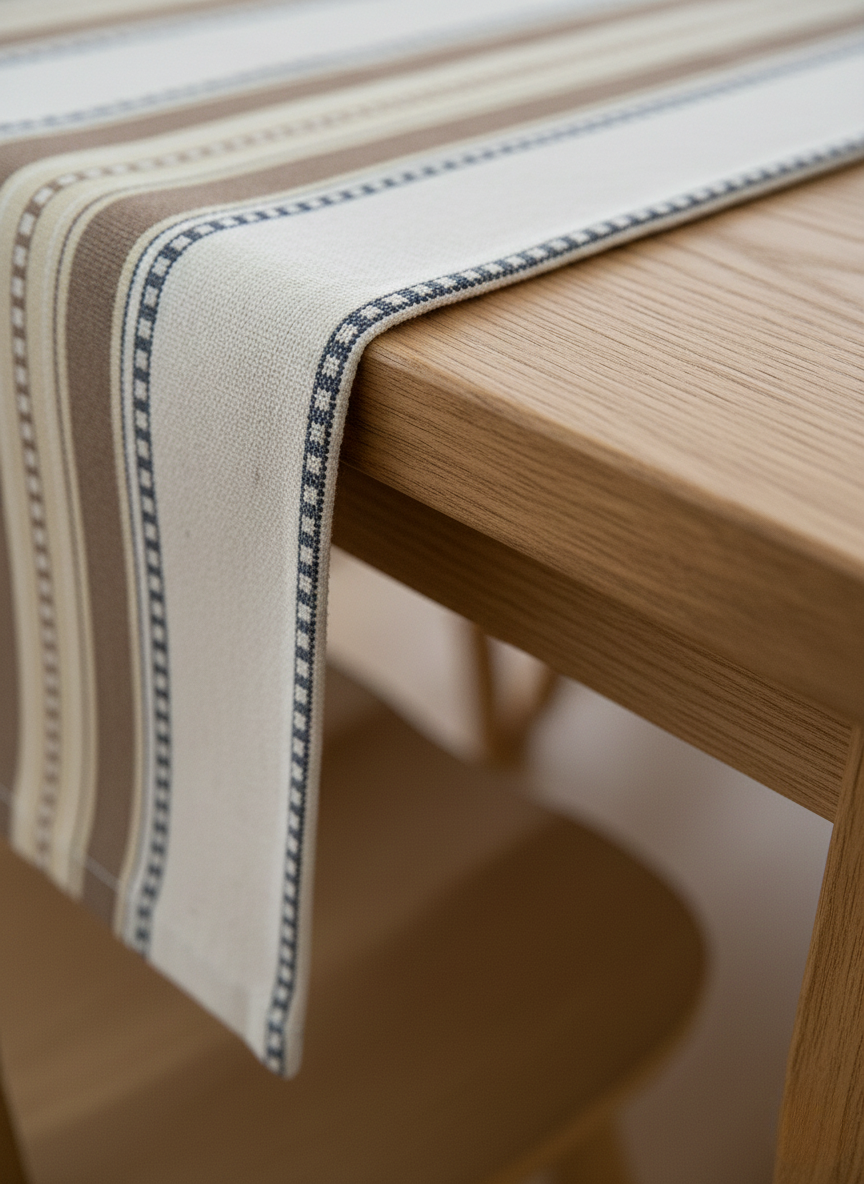 Sandstone Striped Table Runner - Premium Home Decor by Moraari