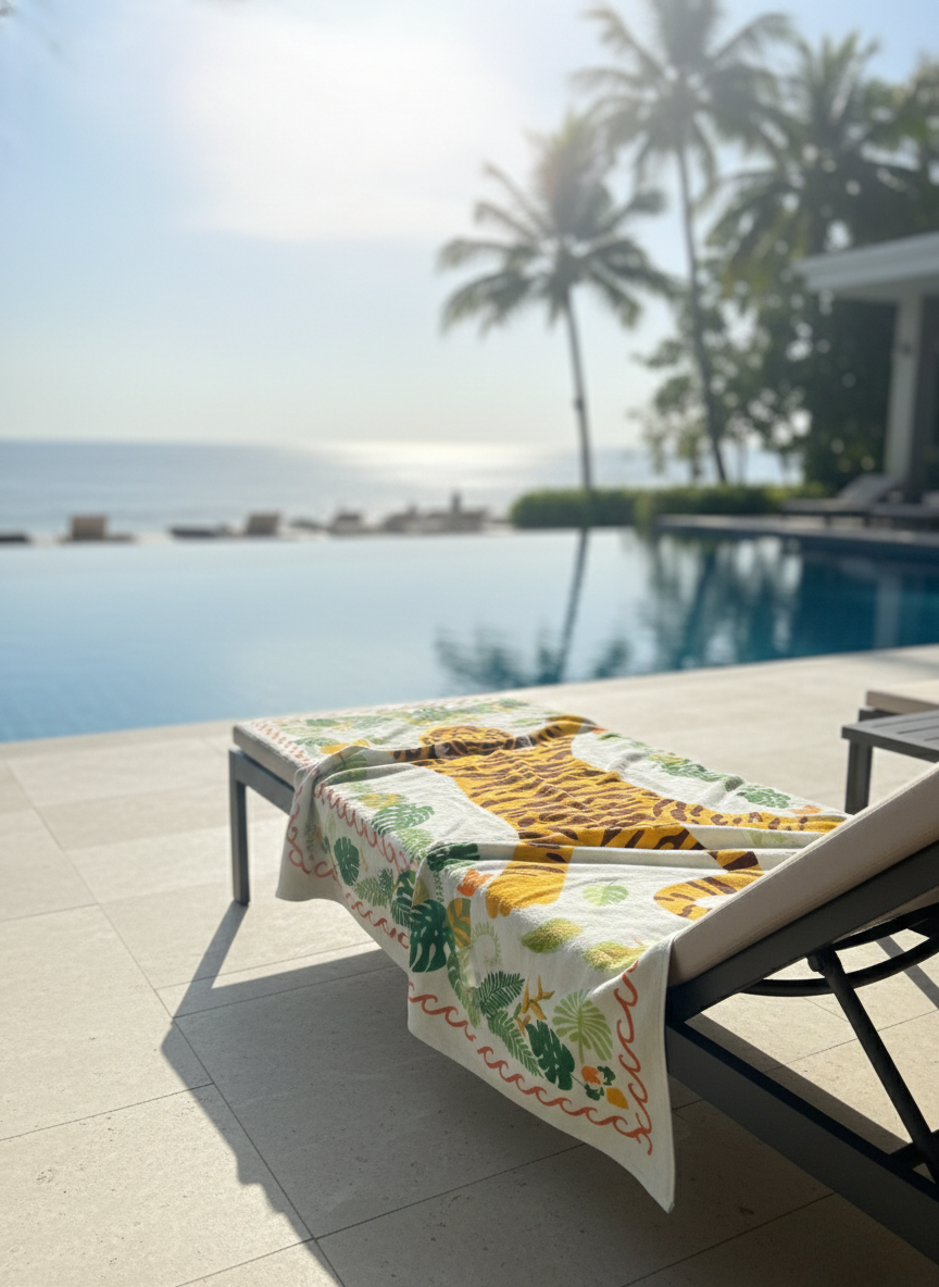 Saffron Jungle Tiger Beach Towel - Premium Home Decor by Moraari