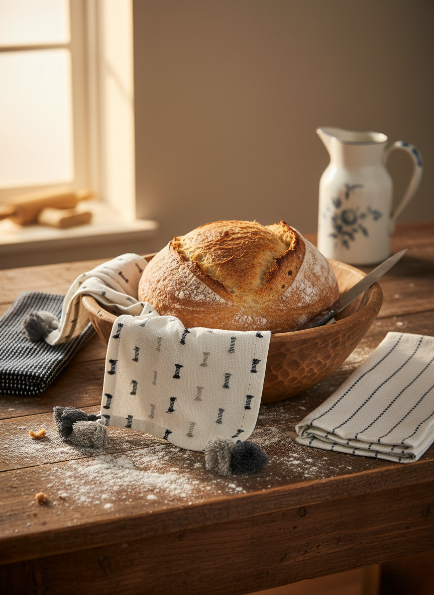 Grid & Stripe Kitchen Towels (Set of 3)