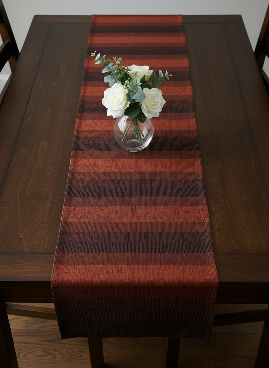Crimson Canyon Striped Table Runner - Premium Home Decor by Moraari