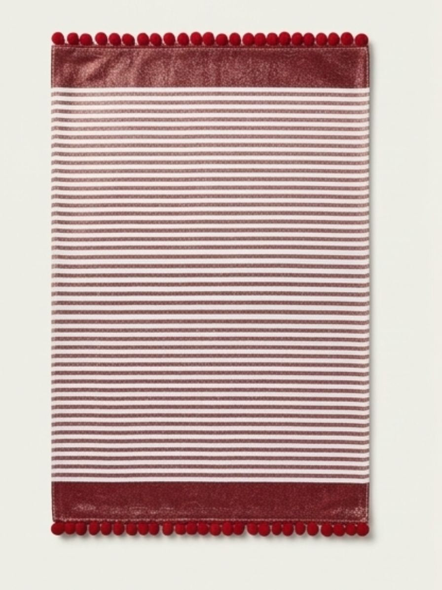 Ruby Stripe Pom-Pom Placemat - Set of 2