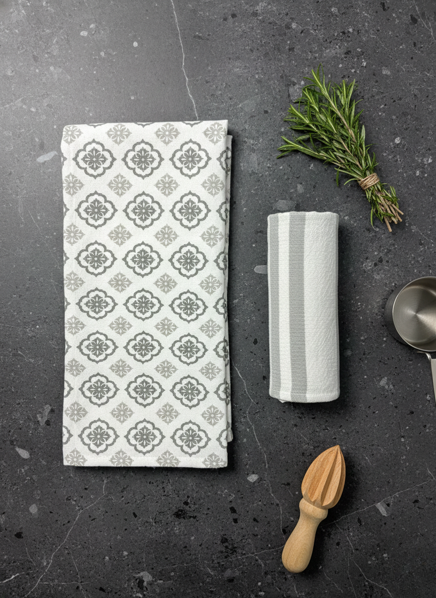 Lumina Floral & Stripe Hand Towel - Set of 2