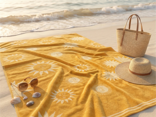 Solar Radiance Jacquard Beach Towel - Premium Home Decor by Moraari