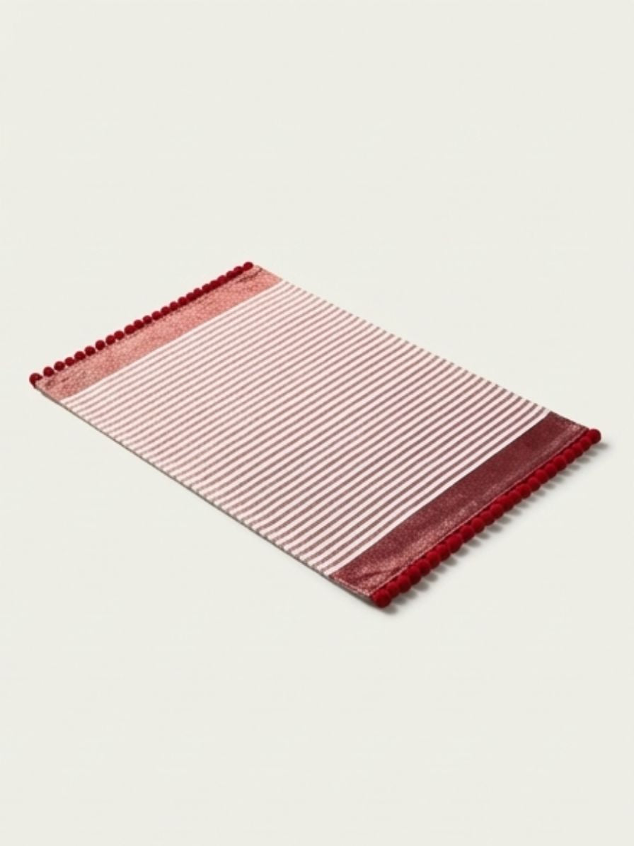 Ruby Stripe Pom-Pom Placemat - Set of 2