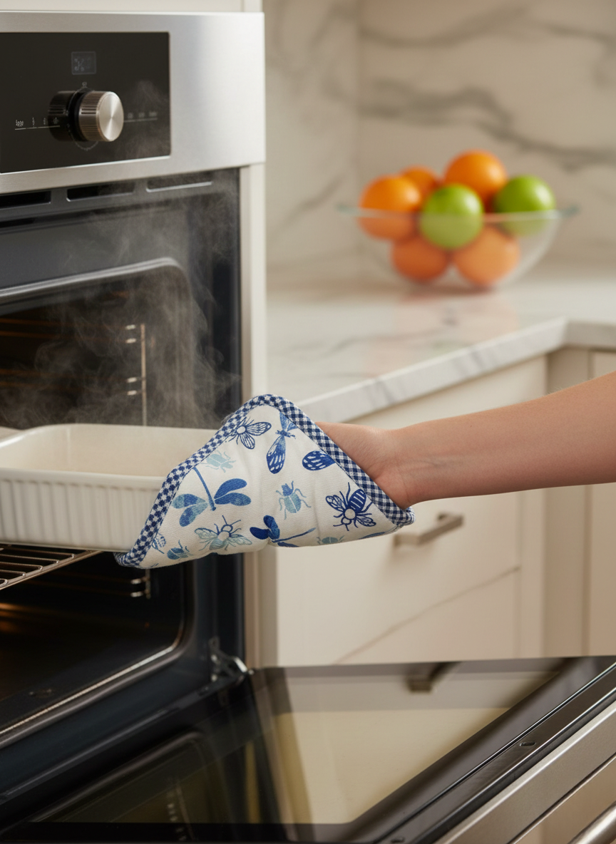 Cobalt Quilted Oven Mitt & Pot Holder Set
