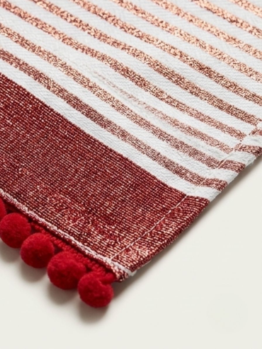Ruby Stripe Pom-Pom Placemat - Set of 2