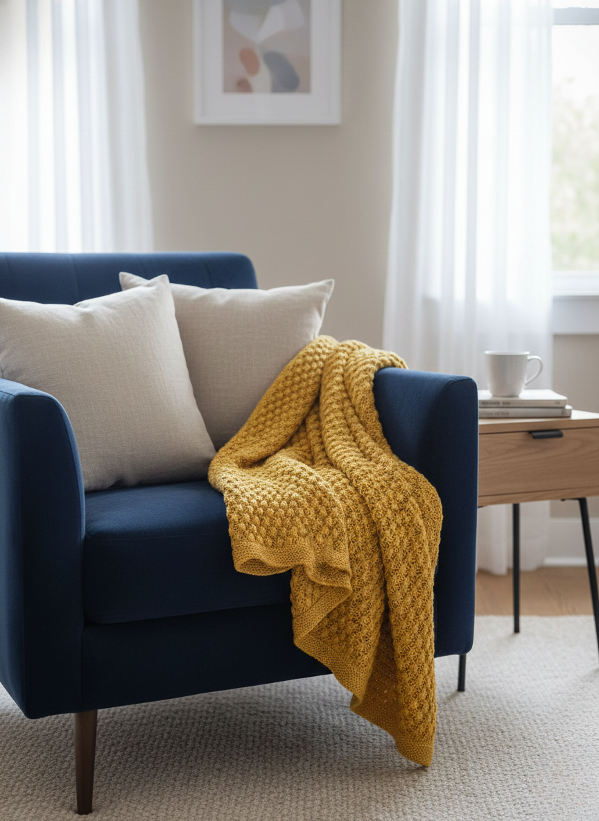 Mustard Harvest Knit Throw - Premium Home Decor by Moraari