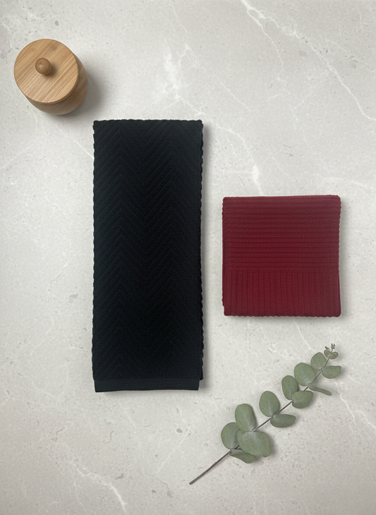 Ruby & Onyx Chevron Hand Towel - Set of 2