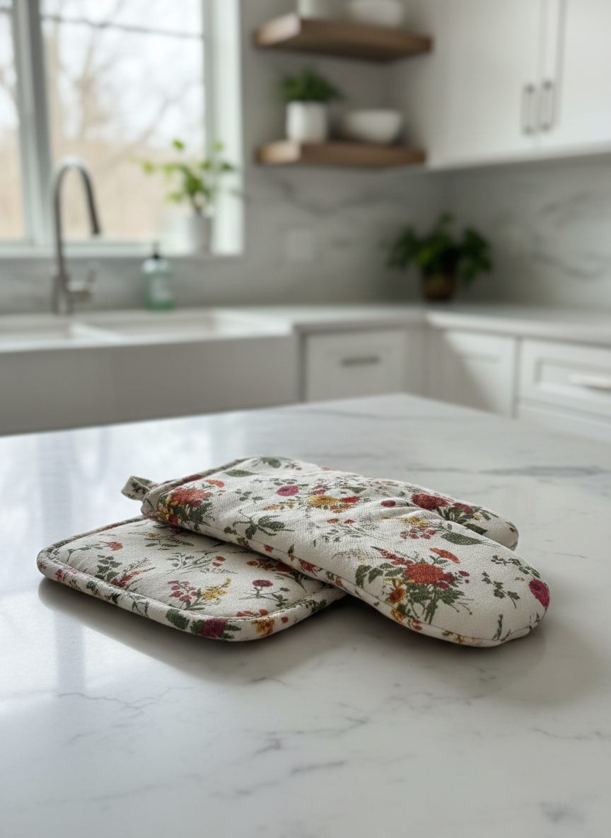 Gulbahar Oven Mitt & Pot Holder Set - Premium Home Decor by Moraari
