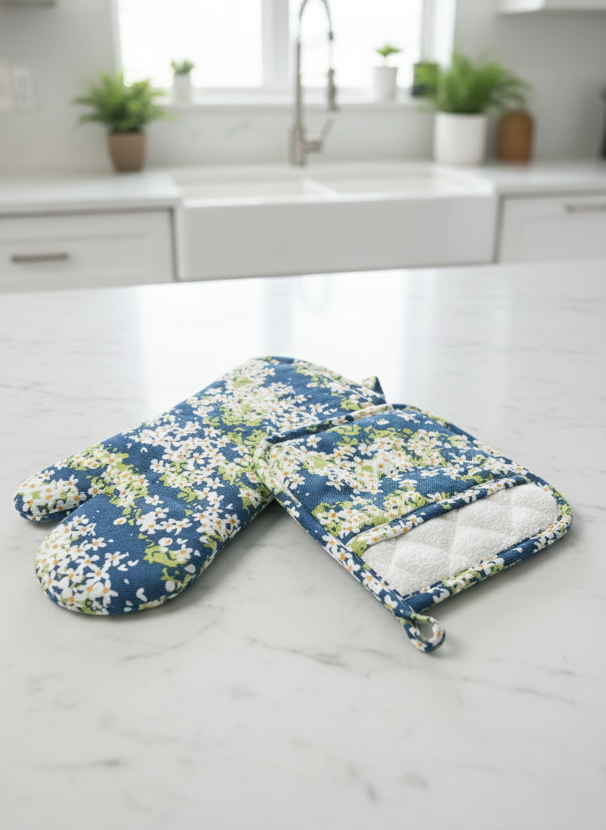 Daisy Oven Mitt and Pot Holder Set - Premium Home Decor by Moraari