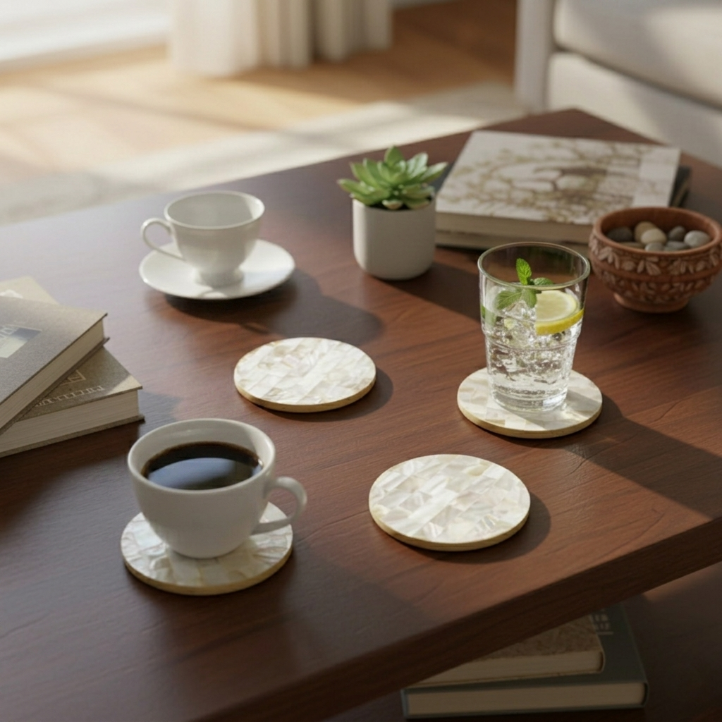 Moti-Kiran Mother of Pearl Coasters - Set of 4
