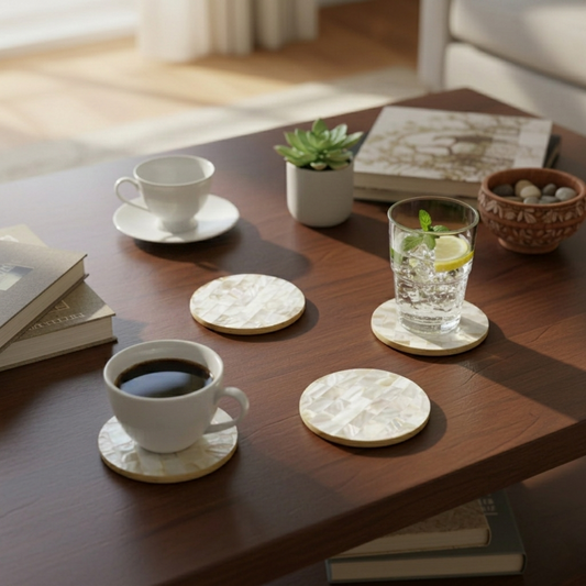 Moti-Kiran Mother of Pearl Coasters - Set of 4