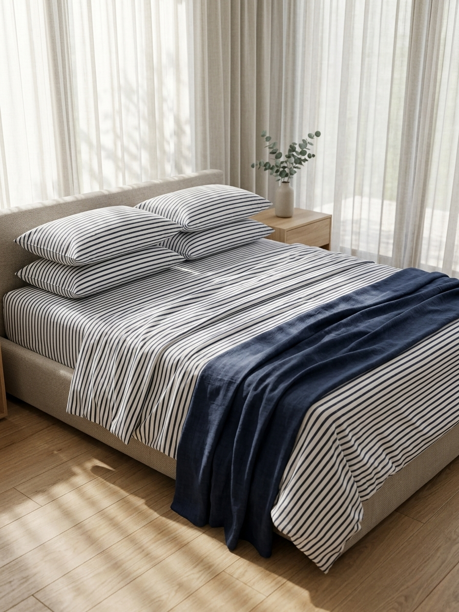 Caspian Nautical Stripe Bedsheet - 350 TC - King