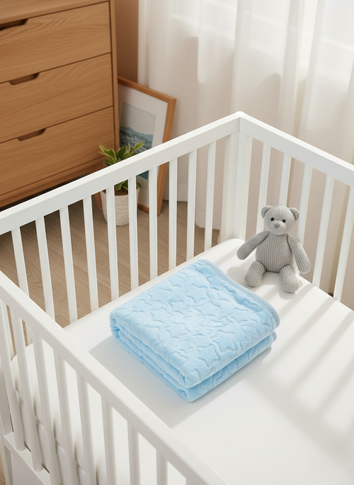 Cloud Soft Blue Star Baby Blanket - Premium Home Decor by Moraari