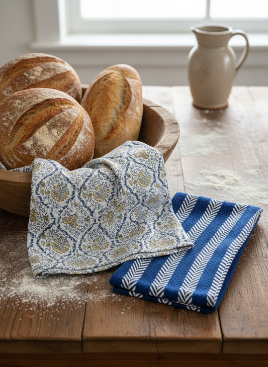 Cobalt & Marigold Hand Towel - Set of 2