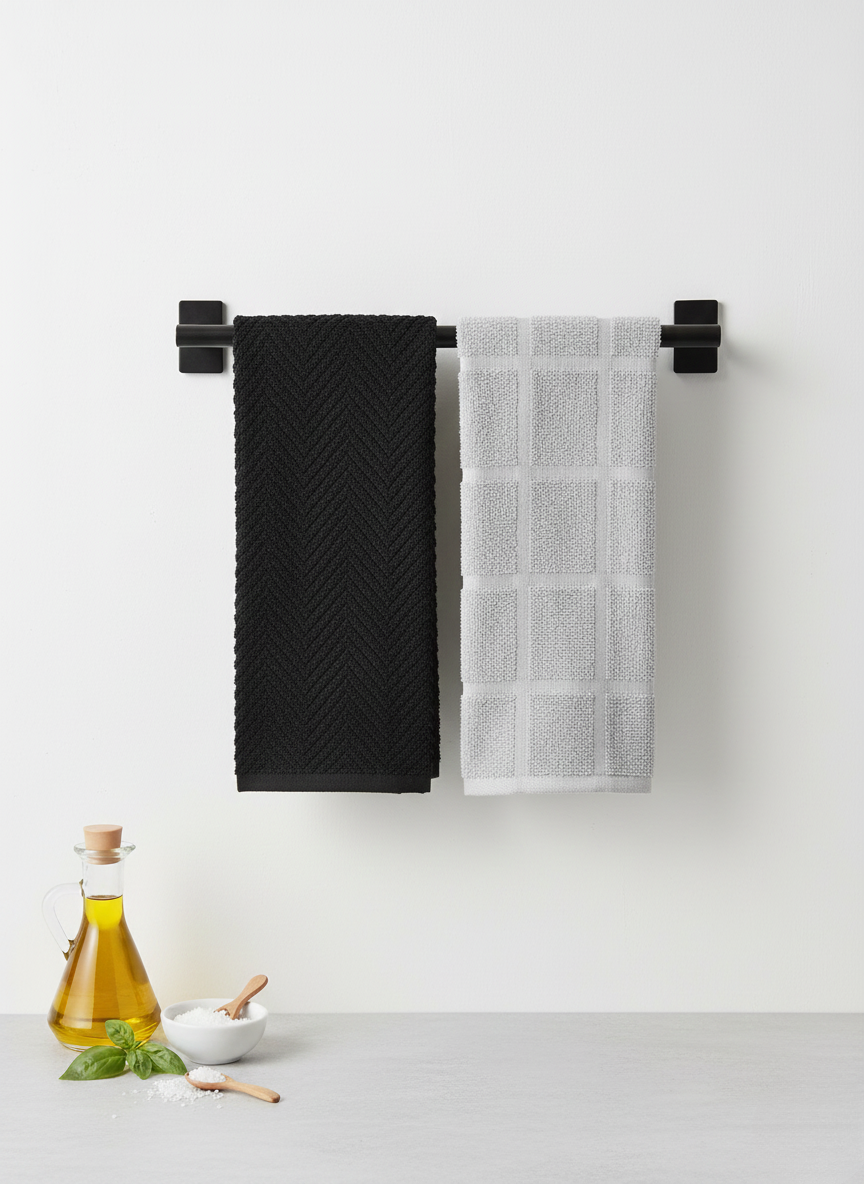 Noir & Grey Kitchen Towel - Set of 2 - Premium Home Decor by Moraari