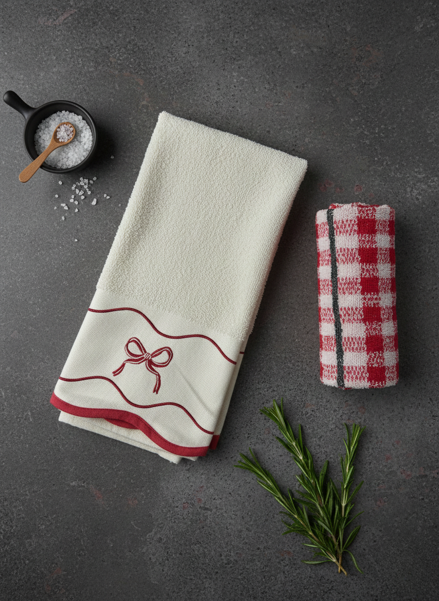 Crimson Coquette Hand Towel - Set of 2