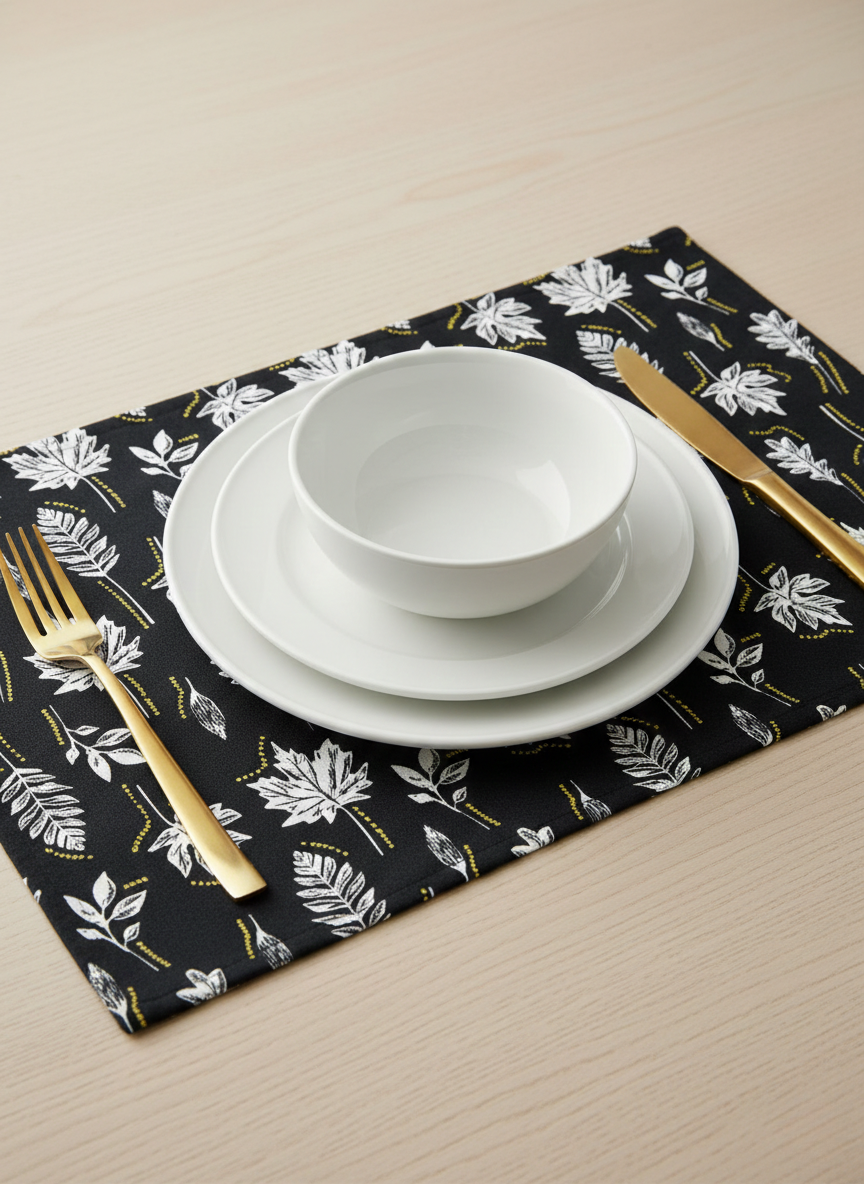 Aura Midnight Leaf Placemat - Set of 2 - Premium Home Decor by Moraari