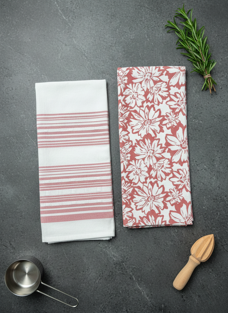 Rosewood Floral & Stripe Hand Towel - Set of 2