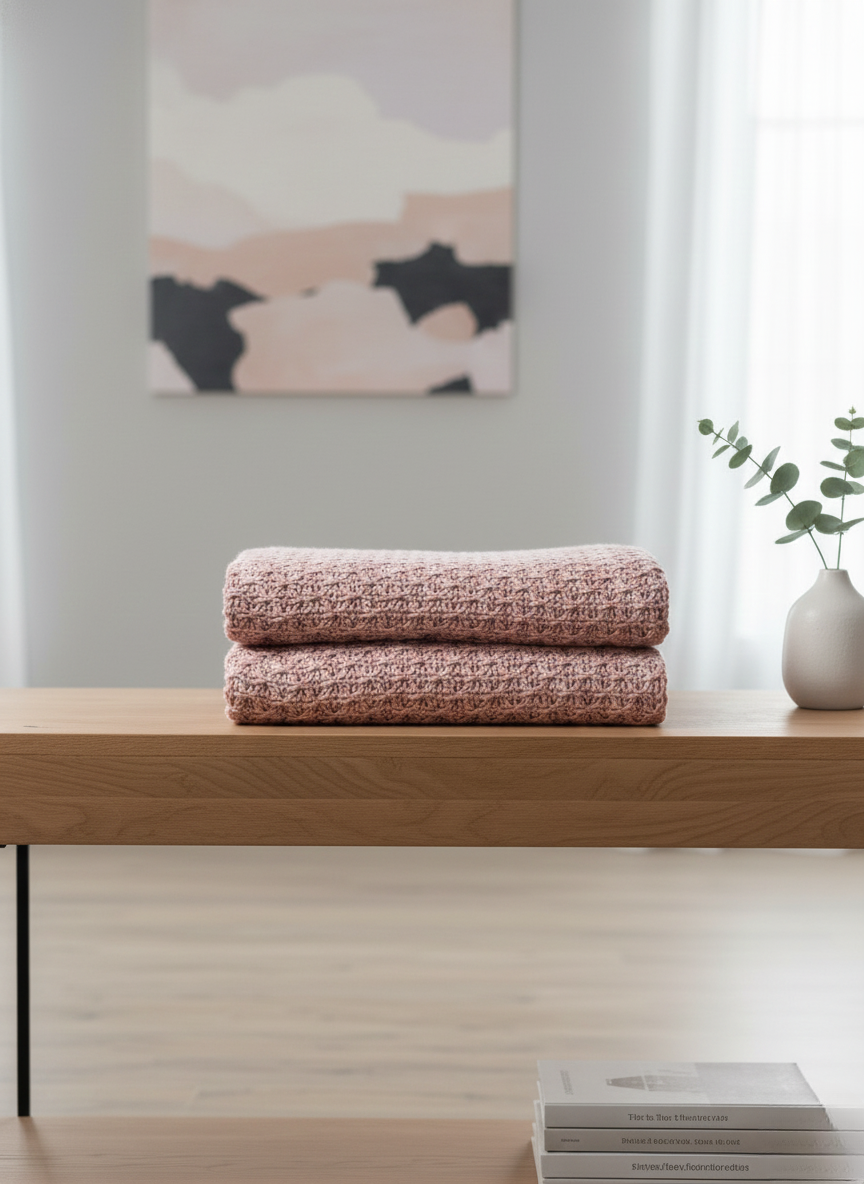 Blush Bobble-Knit Throw - Premium Home Decor by Moraari