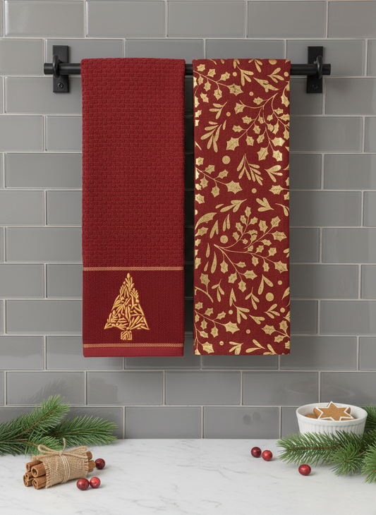 Crimson Evergreen Kitchen Towel - Set of 2